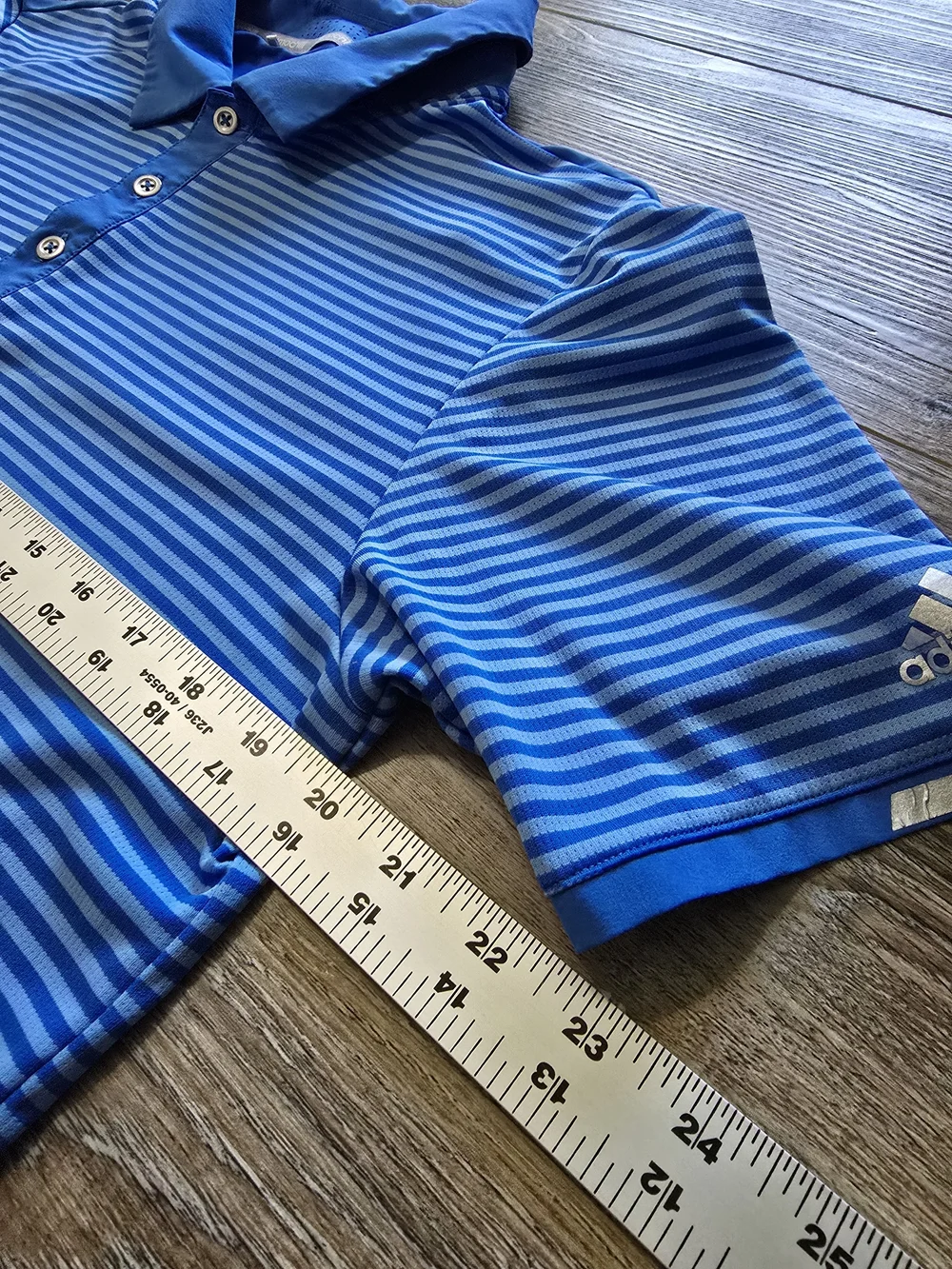 Adidas Climachill Polo Shirt Mens Medium Blue Striped Golf Tennis Athletic Top M